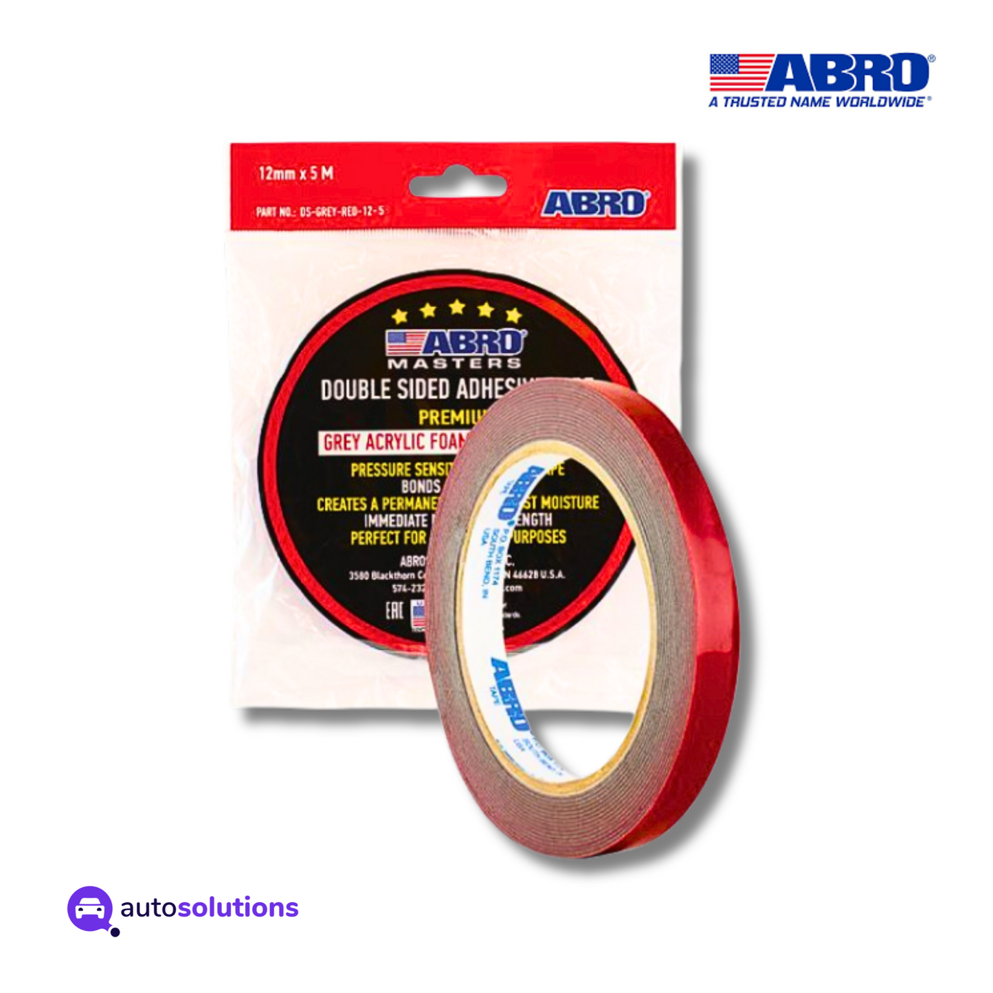 Cinta de Doble Cara ABRO DSGRYRED 12mm X 5M
