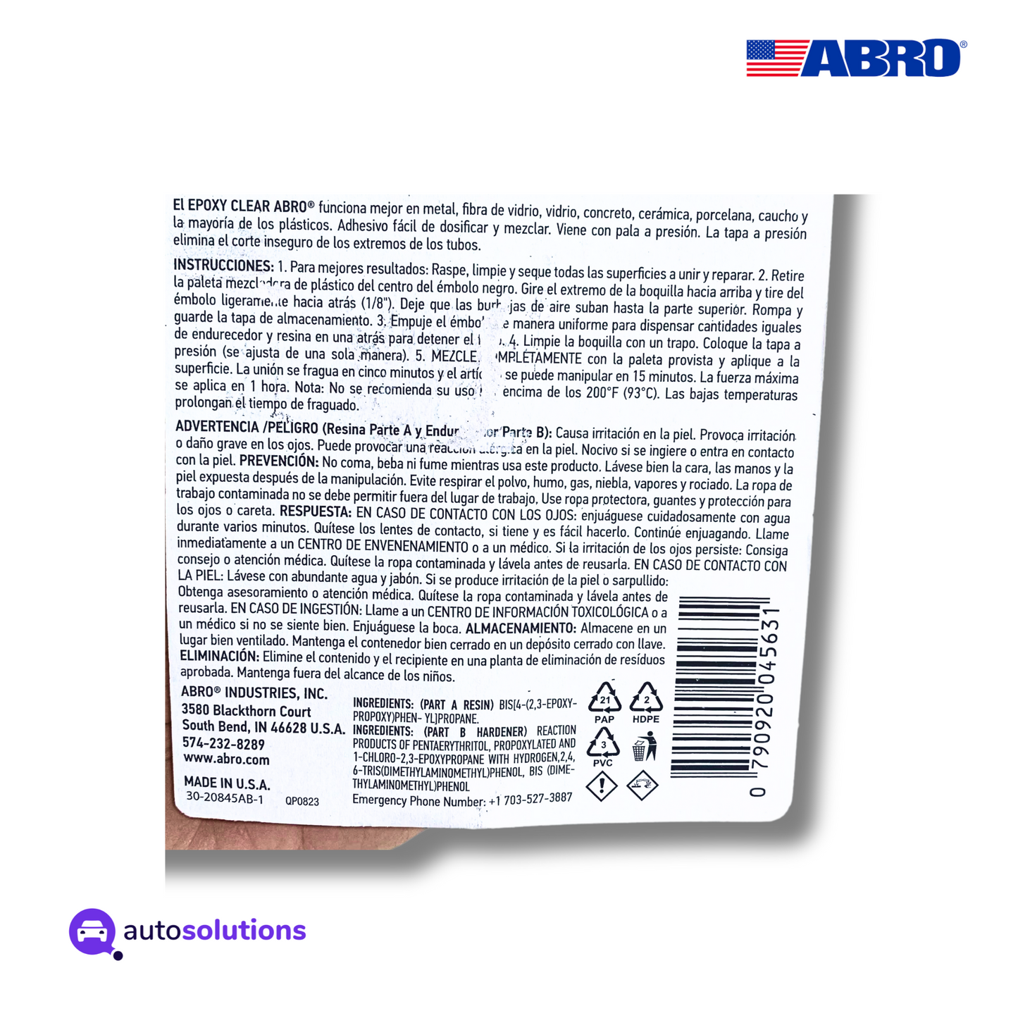Plastiacero Transparente 5min ABRO EP300 25mL