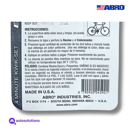 Adhesivo De Uso Epoxico ABRO ES509 57g / 2oz