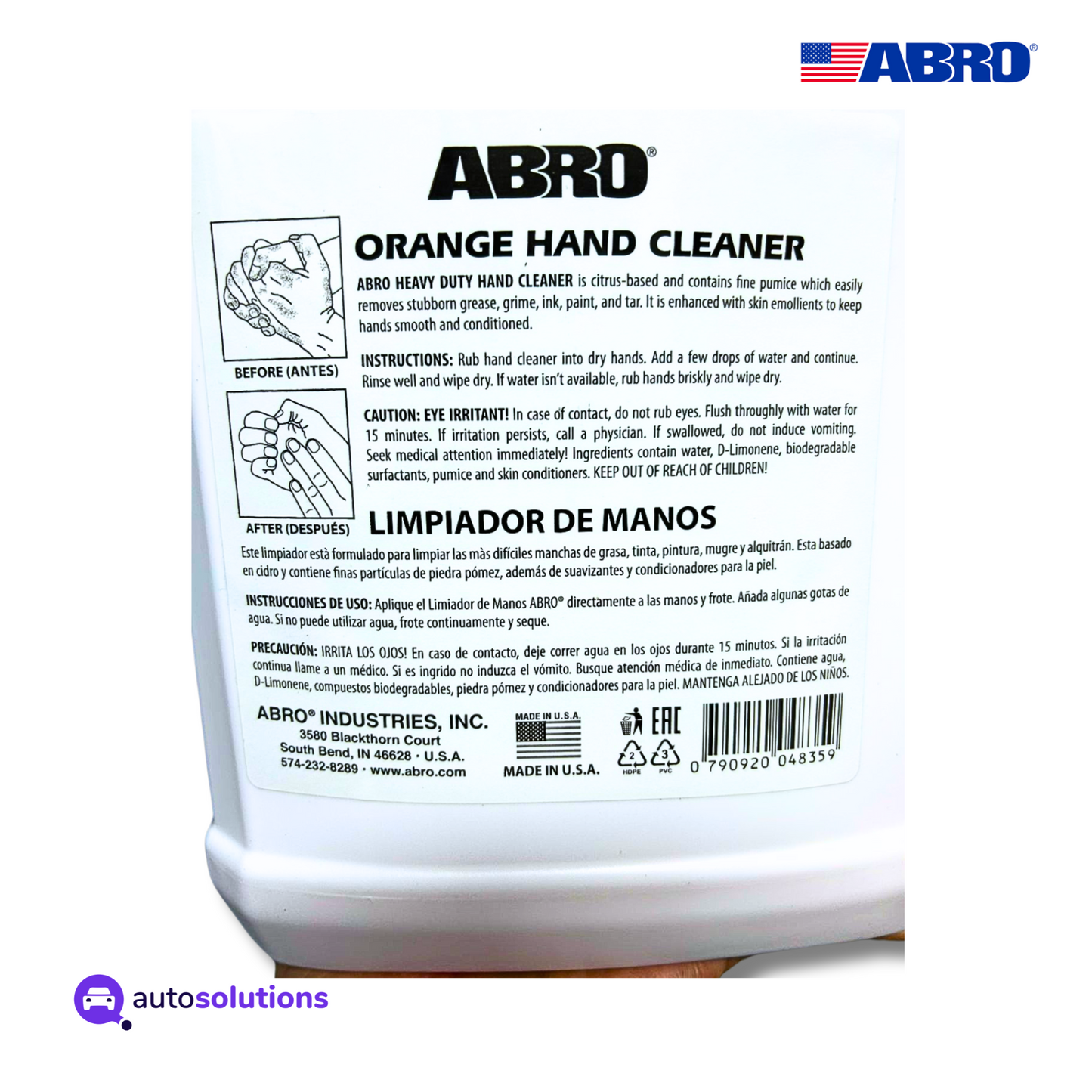 Limpiador De Manos Naranja ABRO HC241 1 Gal. / 3.785L