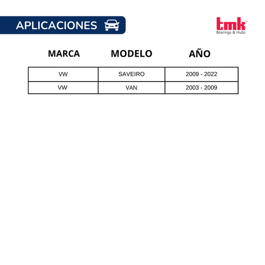 Balero Doble TMK 39X72X37 S/ABS RD42 Delantera SAVEIRO, VAN.