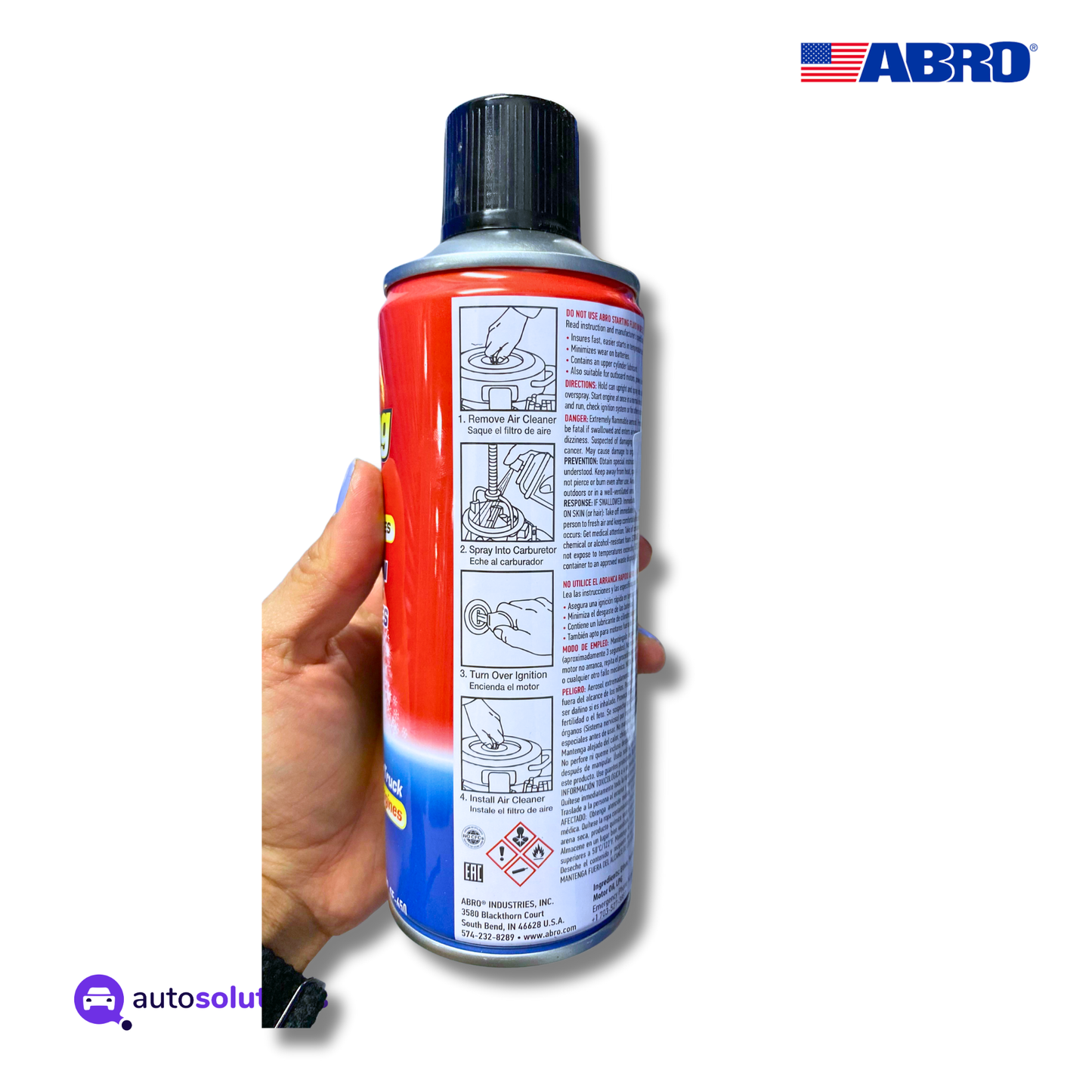 Arranca Rápido ABRO SF650 312g químico automotriz arranque fácil clima frío 2 4 tiempos