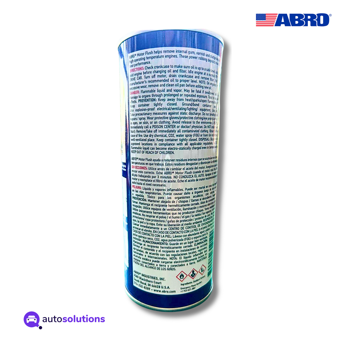 Motor Flush ABRO 443ml acción rápida protege motor alarga vida útil aceite sintético alto kilometraje
