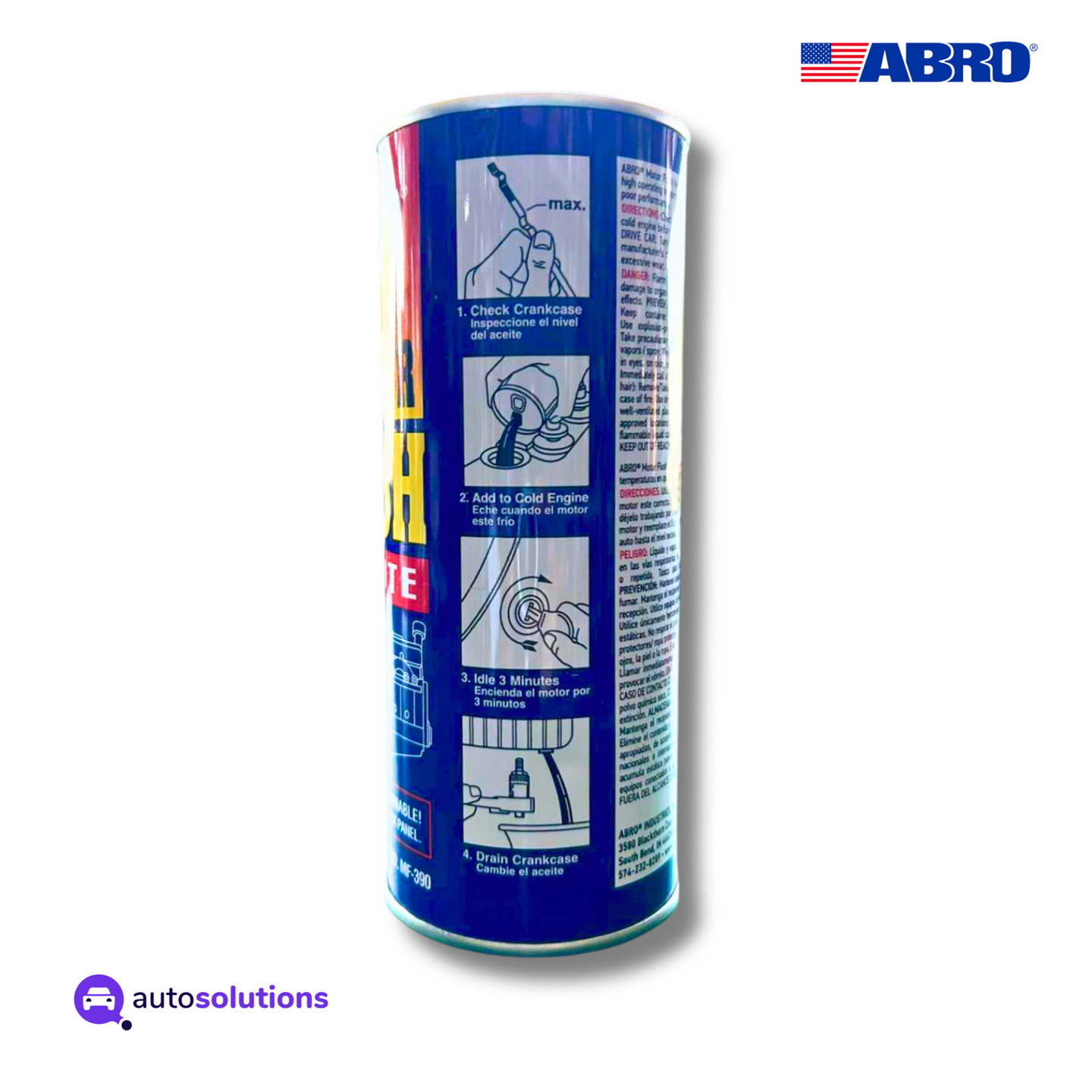 ABRO Motor Flush MF390 limpiador interno motor barnices contaminantes rendimiento mantenimiento preventivo