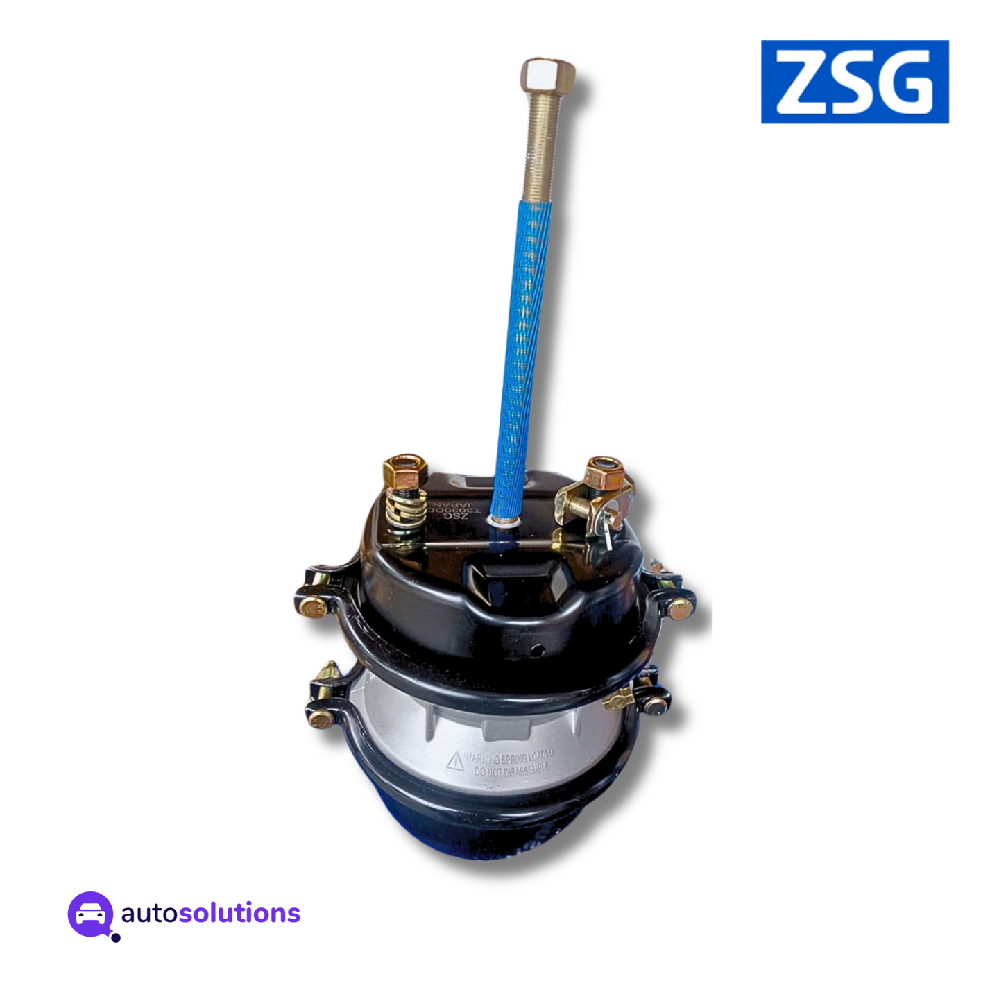 Rotochamber ZSG T30/30 de acero para frenos de aire de tractocamión, refacción de alta resistencia sobre fondo blanco.