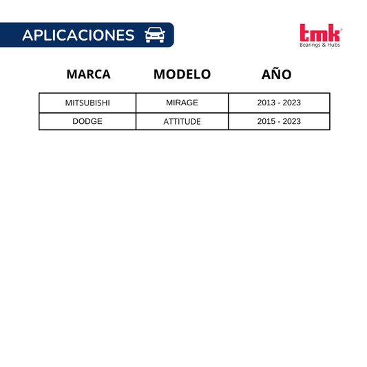 Balero Doble TMK 35X64X37 C/ABS RD32A Delantera MIRAGE, ATTITUDE.