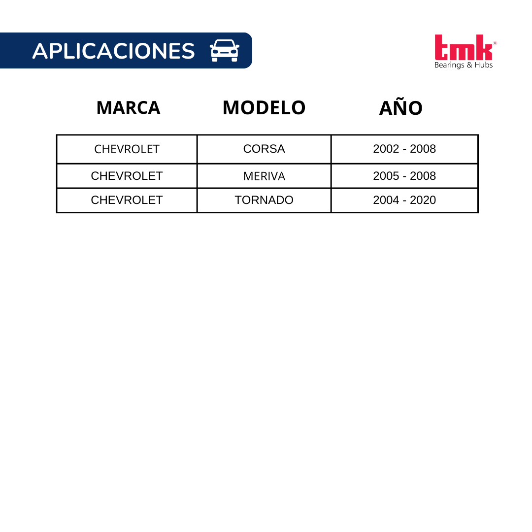 Balero Doble TMK 34X67X37 s/abs RD57 Delantero Corsa, Meriva, Tornado.