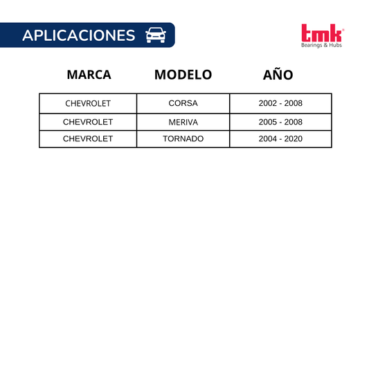 Balero Doble TMK 34X67X37 S/ABS RD57 Delantera CORSA, MERIVA, TORNADO.