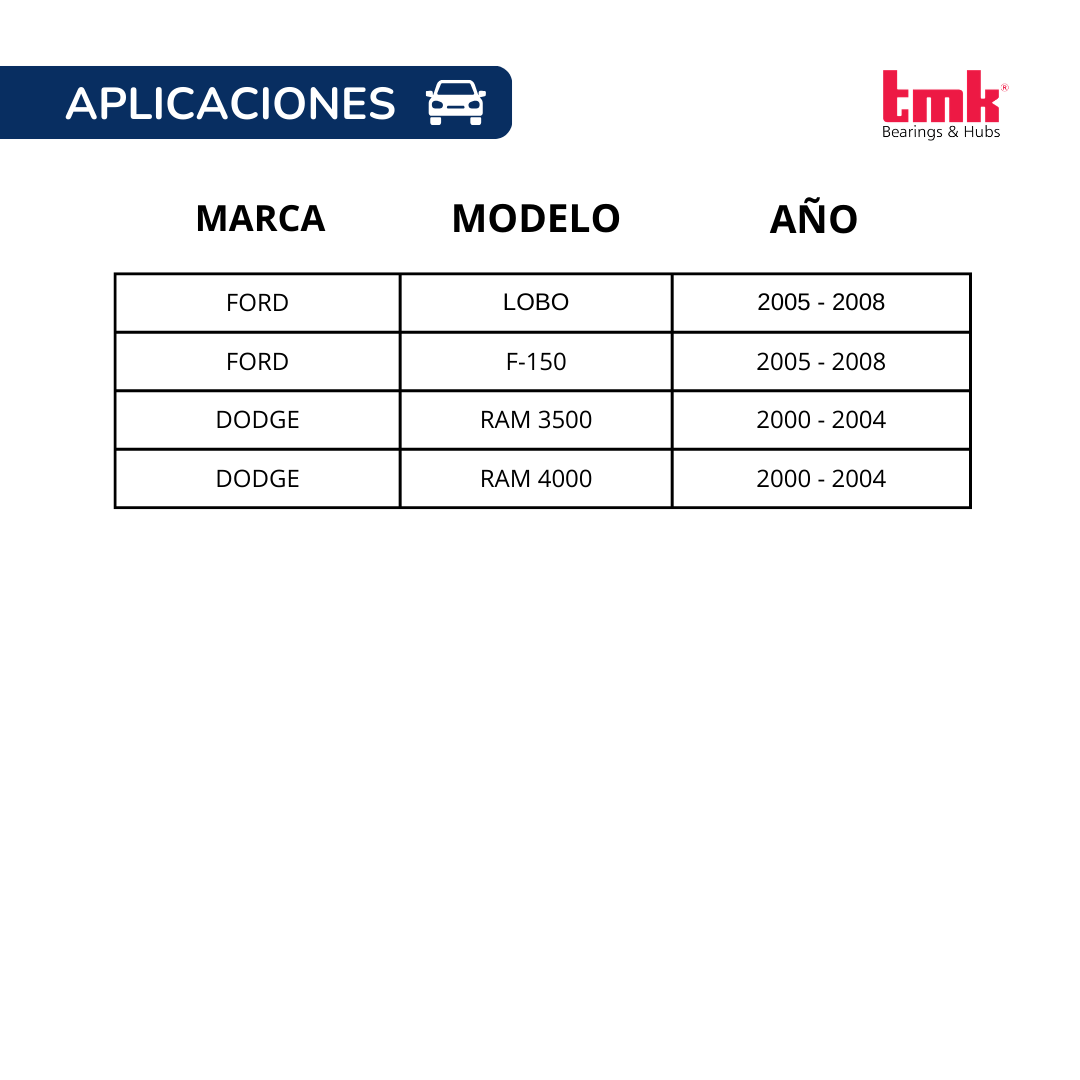 Balero Doble TMK 45X85X51 s/abs RD73 Delantero Lobo, F-150, Ram 3500/4000.