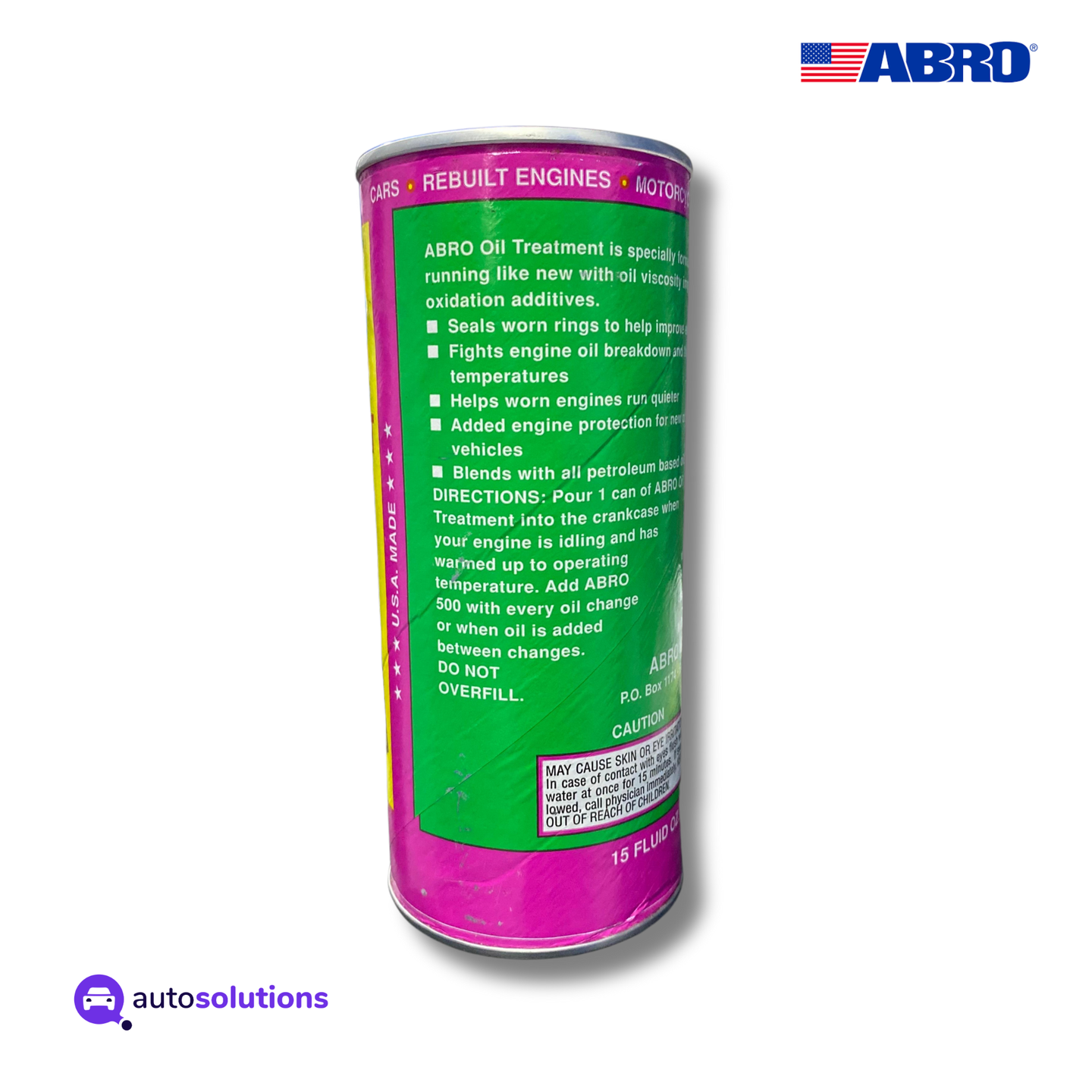 Tratamiento aceite ABRO AB500 443mL fórmula concentrada rendimiento motor profesional

